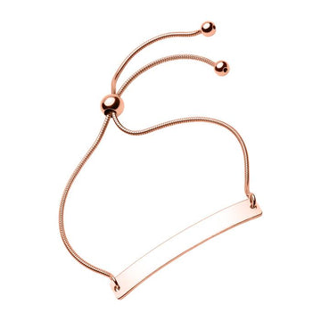 Armband mit Gravurplatte und Schlaufenverschluss aus rosévergoldetem 925er Silber