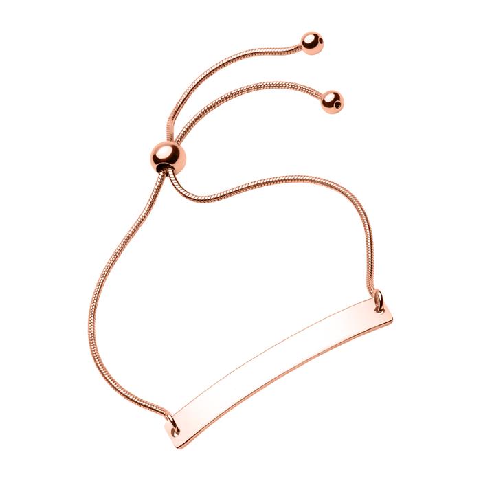 Armband mit Gravurplatte und Schlaufenverschluss aus rosévergoldetem 925er Silber