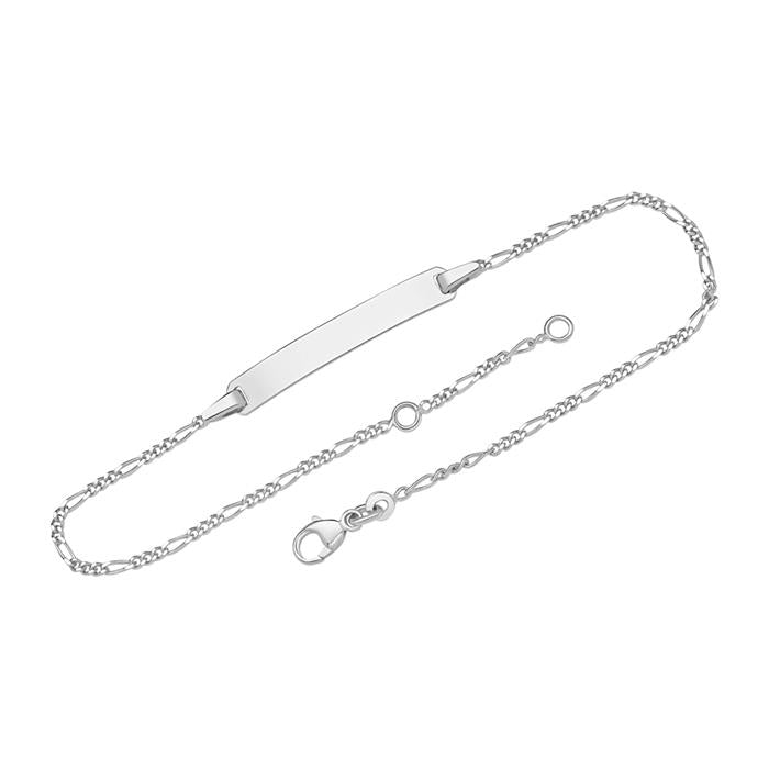 Armband mit Gravurplatte aus 375er Weißgold